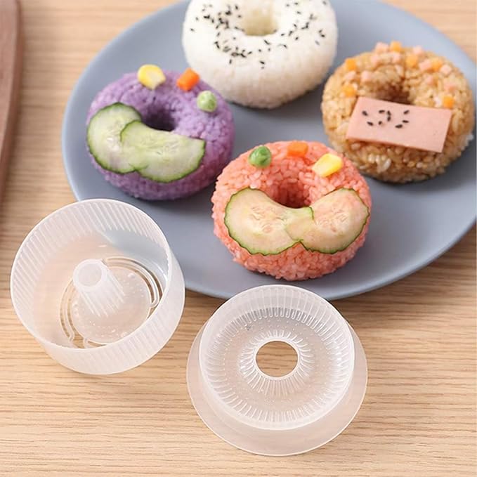 10 Pcs Onigiri Mold Set, Rice Mold Musubi Maker Mold Kit, Non Stick Musubi Maker Press Rice Ball Mold Shaker Donut Shaper Sushi Maker Tool for Kids Bento Lunch and Home DIY