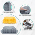To encounter 44 Pieces Silicone Cake Pan Set, 3 Sizes Silicone Fluted Bread Pan with Reusable Baking Cups, Food Grade Baking Mold for Brownie, Bread, Muffin, Light Grey