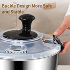 5.3 Qt Stainless Steel Salad Spinner, BOMANSI BOMS Vegetable Spinners, Lettuce Spinner, Fruit Washer, Large Salad Spinners, Dishwasher Safe, 304 Stainless Steel Bowl & Basket