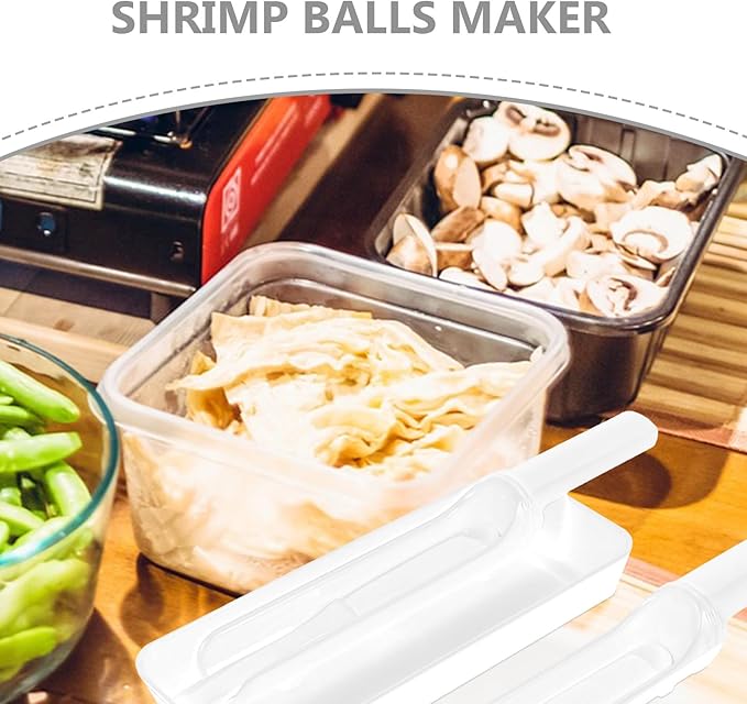 SHINEOFI Shrimp Ball Maker Set with Meatball Molds and Scoop, Large White Hot Pot Kitchen Tool for DIY Shrimp and Meat Ball Making, Reusable Cooking Gadget for Home and Restaurant Use