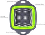 Collapsible Colander,Collapsible Colander Set,Folding Kitchen Silicone Strainer,Vegetable Pasta And Fruit,Folding and Expandable Square Silicone Kitchen Strainer