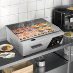 Bonnlo 22 Inch 1600W Commercial Griddle with Stainless Steel Countertop, Flat Griddle, 122-572℉ Adjustable Temp Control of Electric Flat Top Grill for Cheese 、Steak and Egg Indoor and Restaurant