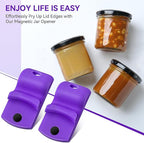2 Pack Canning Jar Opener with Magnets, Mason Jar Opener For Canning Lids, Regular and Wide Mouth Lids, Powerful Magnet for Easy Refrigerator Storage, Releases Vacuum Seal– Patent Pending(Purple)