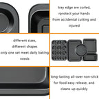 mobzio Kitchen 5-Piece Nonstick Bakeware Set - Round/Square Cake Pans, Muffin Pan, Loaf Pan, Roast Pan & Baking Sheets