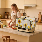 Sunflower Butterfly Dragonfly Print Toaster Oven Dust-proof Cover, Fingerprint Prevention & Greasy Protection Washable Universal Small Appliance Covers (Medium-16.1 * 19.71 * 10 inches)