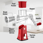 Zulay Kitchen Rotary Cheese Grater 5 Blade Cheese Shredder - Manual Hand Crank Cheese Grater With Reinforced Suction & 5 Interchangeable Drums - Easy to Use, Vegetable Chopper Round Mandoline Slicer