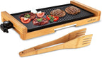 NutriChef 2 In 1 Indoor Grill & Griddle, Smokeless Nonstick Electric Grill and Griddle with Wooden Thong, 250 - 460°F Adjustable Temperature