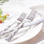 HIKAA Silverware Set, 45-piece Silverware Set with Serving Utensils Set, for Kitchen, Home, Wedding, Party, Mirror Polished and Dishwasher Safe