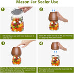 Zivif Electric Mason Jar Vacuum Sealer for Wide Mouth & Regular Mouth Mason Jar, Vacuum Sealer Kit for Food Storage and Fermentation, Includes 10 Jar Lids