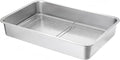 Stainless Steel Sturdy Roasting Pan with Cooling Rack – Oven, Toaster & Grill Safe, Deep Edge, Smooth Finish, Dishwasher Safe – Perfect for Turkey, Chicken, BBQ (23.4x15.6x2.8in)