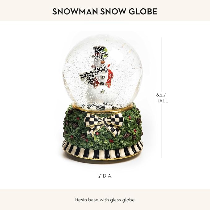 MACKENZIE-CHILDS Snow Globe, Christmas Decor for Living Room, Snowman