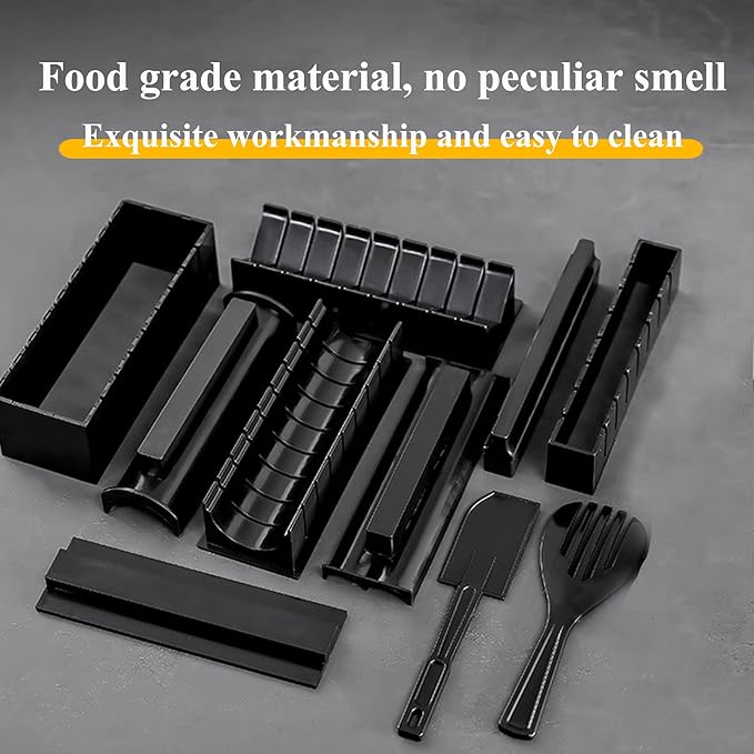 Sushi Making Set, 10 Pcs Sushi Maker Set, Sushi Molds Press with Sushi Rice Mold Shapes, Sushi Maker Roller Set, Sushi Set for Beginners, DIY Home Onigiri Mold Sushi Tool Setchen Accessories