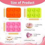 3 Pack Silicone Donut Pan, Non-stick Doughnut Molds for Baking, 6 Cavity Donut Maker Muffin Cupcake Bagel Making Tray (Pink, Orange, Green)