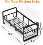 HULISEN Large Sponge Holder, 304 Stainless Steel Kitchen Soap Dispenser Caddy Organizer, Countertop Soap Dish Rack Drainer with Removable Drain Tray, not Including Dispenser and Brush, Black