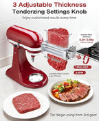 Adjustable Meat Tenderizer Attachment for KitchenAid Stand Mixers 3 Thickness Settings with Wide Metal Wheel & Tall Chute Meat Tenderizer Tool (meat tenderizer)