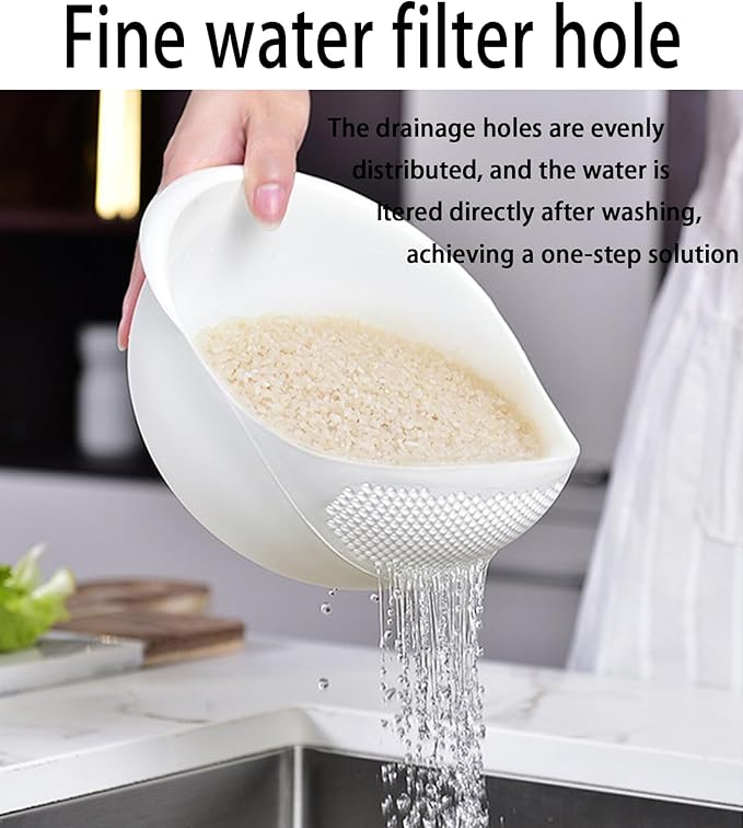 2-in-1 Rice Colander, Vegetable and Fruit Cleaning Filter Basket, 2Piece Sturdy and Easy-To-Use Food Grade Kitchen Tool Accessories (blue+green, Small)
