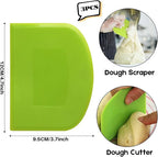 SURDOCA Dough Scraper Bench Scraper - 3P 4.7x3.7" Plastic Flexible Bowl Scraper, Sharp Edge & Angles Cake Scraper. Non-Slip Bakeware Decorating Tools Sculpting & Modeling Tools - Pure Green