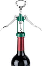 True Soar Winged Corkscrew Wine Opener Manual, Heavy Duty Stainless Steel Cork Openers in Chrome Finish Home Bar Accessories Bar Tools, Set of 1 Green