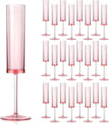 24 Pieces Acrylic Pink Champagne Flutes 5.4 OZ Square Champagne Glasses Stemmed Coupes Reusable Wedding Toasting Glasses Rose Bride Wine Glasses For Birthday Party Wedding Anniversary Christmas