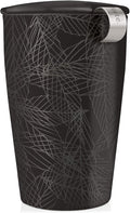 Tea Forte Double-Walled Ceramic Kati Cup, Removable Stainless Steel Infuser Basket and Lid, Steeps 12 oz Loose Leaf Tea, Dishwasher & Microwave Safe, Gifts for Mom, Noir