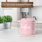 DAYYET Pink Cookie Jar for Kitchen Counter, 1 Gallon Vintage Cookie Jar with Airtight Lid, Large Food Storage Container for Candy, Cookies, Dessert, Farmhouse Kitchen Decor and Accessories