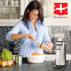 POHL SCHMITT Electric Can Opener, Knife Sharpener & Bottle Opener, Easy Push Down Lever, Works with Standard And Pop-Top Cans, Durable Stainless Steel & ABS - Kitchen Essentials and Accessories
