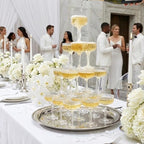 Premium ACRYLIC Champagne Tower Kit | 20 Stackable 7 oz Plastic Coupe Flutes | Reusable & Shatterproof Clear Plastic Glasses for Wedding Receptions, Birthday Parties, and Special Events, Clear Tall
