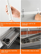 utensil hanger, wall mounted kitchen rail with hooks, waterproof hooks for kitchen utensils, easy installation without drilling (15.8 inches, Cup, 1)