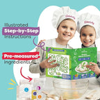 Baketivity Green Donut Kids Baking Kit | Edible Kit for Girls & Boys Ages 6-12 | Baking Set with Pre-Measured Ingredients & Donut Mold