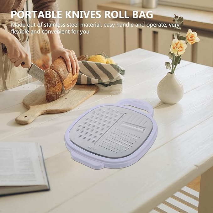 PRETYZOOM Multifunctional Kitchen Grater Slicer Stainless Steel Vegetable Cutter Portable Kitchen Gadget 9.44X7.44X2.36 Inch for Efficient Food Preparation