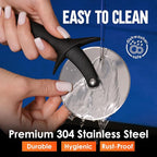 KitchenStar Pizza Cutter Wheel - 304 Stainless Steel Slicer Knife with Super Sharp Blade, Anti-Wobble Axle Mechanism, Ergonomic Non-Slip Handle & Protective Cover, Dishwasher Safe