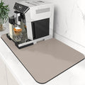 WISELIFE Coffee Mat Super Absorbent Dish Drying Mat Bar Accessories Match with Coffee Machine Large Drying Mats for Kitchen Counter 12" W x 19" L, Khaki