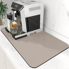 WISELIFE Coffee Mat Super Absorbent Dish Drying Mat Bar Accessories Match with Coffee Machine Large Drying Mats for Kitchen Counter 12" W x 19" L, Khaki