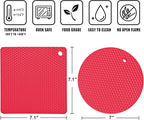 Walfos Silicone Trivet Mats - 4 Heat Resistant Pot Holders, Multipurpose Non-Slip Hot Pads for Kitchen Potholders, Hot Dishers, Jar Opener, Spoon Holder, Food Grade and BPA Free (Red)