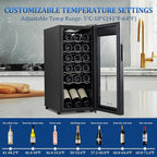 18 Bottle Compressor Wine Cooler Refrigerator with Lock, Freestanding Wine Fridge, 41°F-64°F Digital Temperature Control, Large Wine Cellar for Red, White, Champagne, and Sparkling Wine – Black