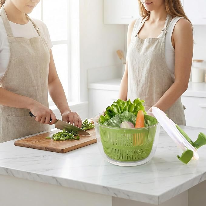 5QT Large Salad Spinner, Detachable Fruit & Vegetable Washer Dryer with Colander, Easy-Clean Lettuce Spinner for Kitchen, Dishwasher-Friendly Vegetable Dryer Basket