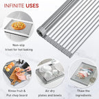 MERRYBOX Roll Up Dish Drying Rack, Over The Sink Dish Rack Foldable, Heat-Resistant, Anti-Slip Silicone Coated Dish Drainer for Kitchen Counter, Large & Multipurpose Sink Drying Rack, 20.5" x 13.1"