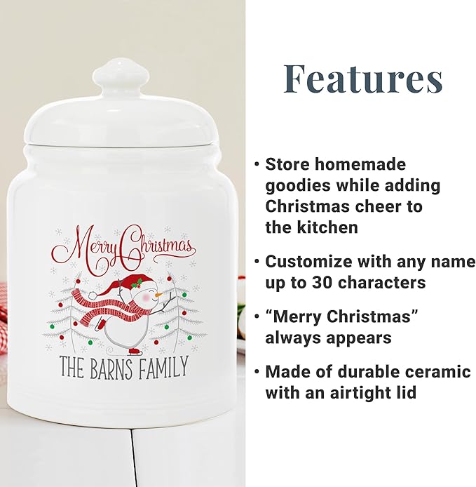 Let's Make Memories Personalized Christmas Joy Family Cookie Jar - For Her- Kitchen Christmas Décor