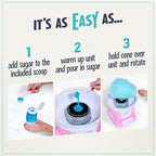 Nostalgia FSCC8 Cotton Candy Party Kit 3 Flavors, 4 Reusable Cones, 10 Floss Bags, 1, blue