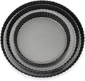 Tosnail Set of 3 Non-Stick Round Quiche Pan, 12 Inch, 10 Inch, 8 Inch Fruit Tart Pan, Fluted Pie Pan with Removable Bottoms