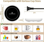 Coffee Mug Warmer for Desk 4H Auto Shut Off, Smart Coffee Cup Warmer with 3 Temperature Setting, Electric Mug Warmer Plate for Coffee, Milk, Tea (White)
