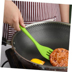 TOYANDONA 5pcs Silicone Baking Utensil Set Non-stick Kitchen Cooking Tools Heat Resistant Green Household Kitchenware with Stainless Steel Handles for Mixing and Scraping