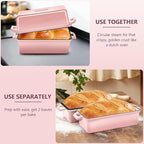 Wildone Enameled Cast Iron Bread Loaf Pan with Lid, 9x5 Sourdough Baking Pans for Homemade Bread, Cake, Meatloaf, Even Heating Bread Pans, 2-Piece Set, Pink