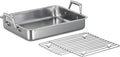 Tramontina 13.5-Inch Stainless Steel Roasting Pan with Rack, Turkey Roaster for Oven, Dishwasher Safe, Made in Brazil
