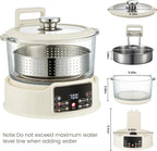 3L Low Carb Rice Cooker,Auto Lift Filter Basket for Low Sugar Rice, 6-Cup Stainless Steel Glass Rice Cooker with Steamer,for Rice, Soup, Oats,Digital Keep Warm (White)