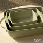 Mora Ceramic Baking Dish with Handles For Casserole, Lasagna, Gratin, Broiling, Roasting, and Baking. Large 9x13 in Pan, Extra Deep - Porcelain Serving Bakeware from Oven to Table. Freezer Safe - Thyme