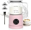 Casimhu 4-in-1 Milk Frother, Electric Milk Frother and Steamer with LED Touch Screen, Ceramic Lining Bottom, Milk Warmer 13.52oz for Lattes, Cappuccinos, and Macchiatos at Home (pink)
