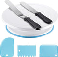 Kootek Cake Decorating Kit Baking Supplies Set Cake Turntable with 2 Frosting Straight Angled Spatula 3 Icing Smoother Scrapers Baking Accessories Tools for Beginners and Pros, Mother's Day, Blue