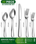 20 Piece Stainless Steel Silverware Set for 4 – Flatware Cutlery Set