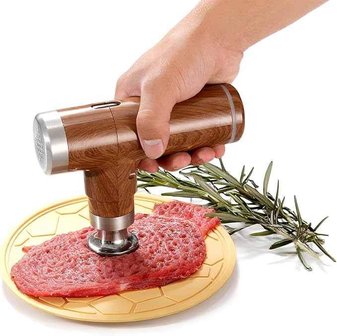 Electric Meat Tenderizer Tool, Cordless Kitchen Tenderizer, Stainless Steel Mallet, Brown (N-08)